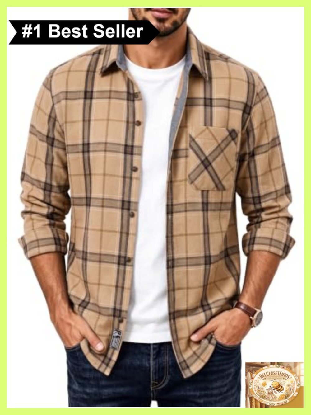 Men's Cotton Flannel Button Down Plaid Shirt Long Sleeve
